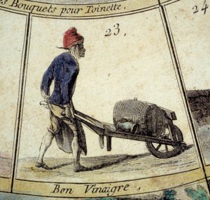 Detail des Spiels der Pariser Gans: Essigverkäufer (Gravur, 18. Jahrhundert) von Unknown artist