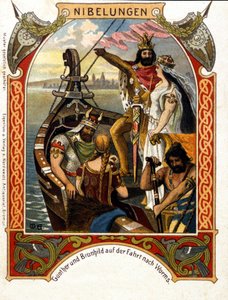 Die Nibelungen, Oper komponiert von Heinrich Dorn (1804-1892) im Jahr 1854, deutscher Dirigent und Komponist. Chromolithographie des 19. Jahrhunderts.