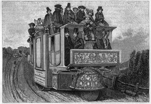 Dreirädriges mechanisches Auto von Dr. Church, gebaut in Birmingham im Jahr 1833. Italienische Gravur des 19. Jahrhunderts. von Unknown artist