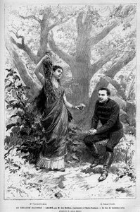 Duett des dritten Akts mit der Sängerin Marie van Zandt aus der Oper „Lakme“ von Leo Delibes, Edmond Gondinet und Philippe Gille, erstmals aufgeführt am 14. April 1883 an der Opéra Comique in Paris. In „Le Monde illustré“ 1883 von Unknown artist