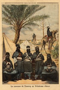 Ausstellung der Karawane der Tuareg im Wintervelodrom. Gravur in „Le petit journal“ 4/06/1894. Sammlung Selva.