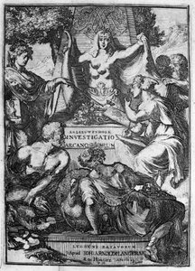 Falscher Titel des Werks „Investigatio Arcanorum“ des niederländischen Händlers und Gelehrten Antoine van Leeuwenhoek (oder Leeuvenhoek Leeuwenhoeck) (oder Antoni oder Anthonie) (1632-1723) 1722 von Unknown artist