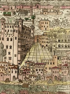 Ferrara: Stadtansicht (Detail eines anonymen Holzschnitts) von Unknown artist