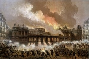 Brand des Königspalastes am 24. Mai 1871 - Lithographie, späte 19. Jahrhundert von Unknown artist