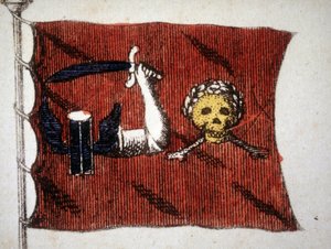 Flagge der barbarischen Piraten, Gravur aus dem späten 18. Jahrhundert von Unknown artist