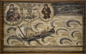 Ehemaliges Voto (Ex Voto) Seemann, beliebtes Angebot als Zeichen der Hingabe und Dankbarkeit des Seemanns, der die Gefahren des Meeres überlebt hat, aus der Kirche von Carmine, Torre del Greco, in der Nähe von Neapel