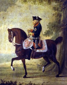 Friedrich der Große, König von Preußen (1712-1786). Unten im Rahmen des Gemäldes steht „... Berlin 1776. Museo del Risorgimento. Mailand