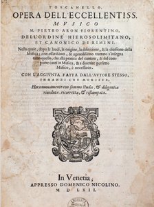 Frontispiz von Toscanello in musica von Pietro Aron