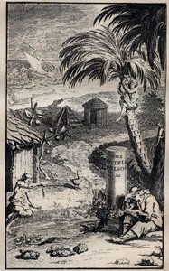 Frontispiz des Buches „Voyages et aventures de Francois Leguat et de ses compagnons en deux isles desertes des Indes Orientale“ von Francois Leguat (1637-1735), französischer Entdecker - 1708