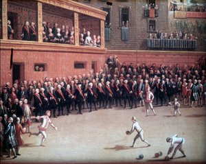 Ballspiel - Gemälde aus dem frühen 18. Jahrhundert. Anonym. Neapel, Nationalmuseum von San Martino. von Unknown artist