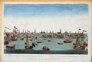 Gesamtansicht von Amsterdam vom Meer aus, 18. Jahrhundert (Gravur) von Unknown artist
