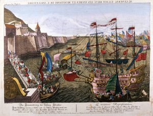Gibraltars große Belagerung 1779-1783 (Spanischer Versuch, Gibraltar zurückzuerobern, als Spanien dem Vereinigten Königreich im Rahmen seines Bündnisses mit Frankreich den Krieg erklärte): am 11. Oktober von Unknown artist