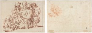 Gruppe von sechs Kindern (recto); Skizze eines Dorfes (verso)