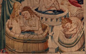 Geschichte von Saint Piat und Saint Eleuthère, Szene 7 Taufe der Exilchristen, Detail. Die Taufe.