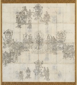 Ikonographische Skizze (Zuzō) für das Mandala der Wohlwollenden Könige von Unknown artist