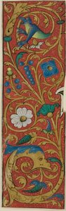 Illuminierter Rand mit Grotesken und Flora aus einem Manuskript