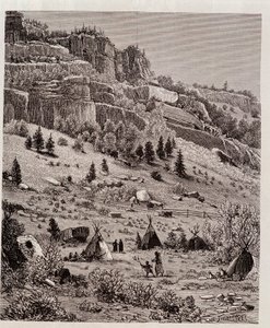 Indianerlager im Kaibab-Wald, USA - in „Tour du Monde“ von Unknown artist