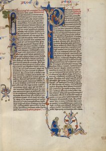 Initiale I: Dominikanermönch mit Buch; Initiale P: Salomo unterrichtet Schüler mit einem Stab