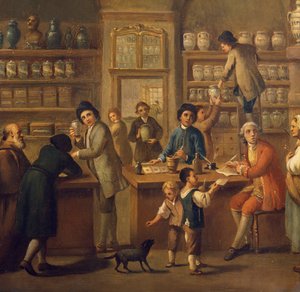 Innenraum einer Apotheke von Unknown artist