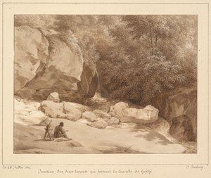 Zusammenfluss der beiden Bäche, die den Wasserfall von Grésy bilden