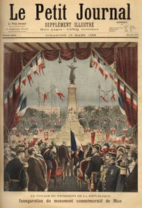 Reise des Präsidenten der Republik, Felix Faure (1841-1899), zur Einweihung des Denkmals zur Erinnerung an die Angliederung des Grafen von Nizza an Frankreich. Gravur in „Le petit journal“ 1896. Selvas Sammlung.
