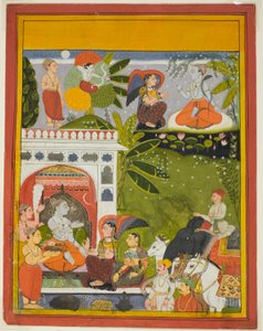Kama schießt einen Liebespfeil auf Shiva, aus einer Kopie des Liedes von Gauri (Gita-Gauri) von Unknown artist