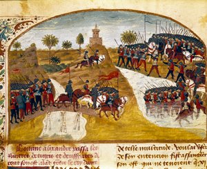 König Alexander der Große und seine Armee überqueren den Tigris und den Euphrat