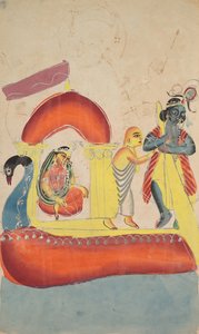 Krishna fährt Radha über den Yamuna-Fluss (recto)