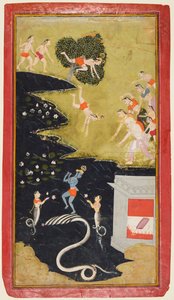 Krishna bezwingt die Schlange Kaliya, aus einem Bhagavata Purana