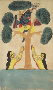 Krishna stiehlt die Kleider der Kuhmädchen (Gopis)