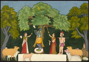 Krishna unterhält seine Gefährten von Unknown artist