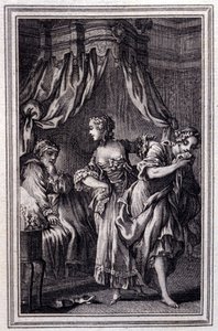 La Chageure des trois commerces - in „Tales et nouvelles en vers“ von Jean La Fontaine. 1762. von Unknown artist