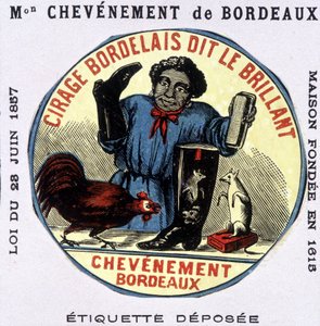 Etikett von „Bordelais-Politur genannt der Brillant: Chevènement de Bordeaux“, 19. Jahrhundert