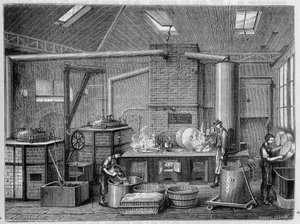Labor für die Zubereitung von Konserven - in „Die Wunder der Industrie“ von Louis Figuier