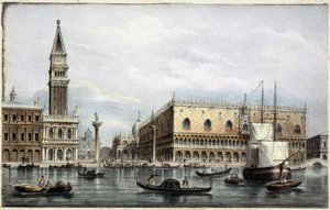 Die Mole vom Kanal aus gesehen - in „Album der Hauptansichten von Venedig“, ill. von Marco Moro, hrsg. von Gio Brizeghel, um 1840 von Unknown artist