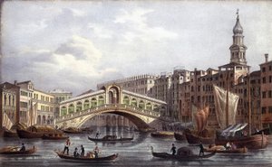 Die Rialtobrücke - in "Album der Hauptansichten von Venedig", illustriert von Marco Moro, Ed. Gio Brizeghel, ca. 1840