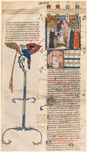 Blatt aus einem "Decretum" von Gratian: Initiale C[anonici cuiusdam ecclesiae] mit einem sitzenden Kleriker von Unknown artist