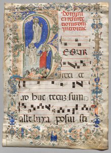 Blatt aus einem Graduale: Historisierte Initiale R: Die Auferstehung (recto)