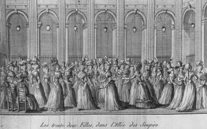 Die zweiunddreißig Mädchen in der Allee der Sipirs - in „Les filles du Palais Royal“, Frontispiz, Band I, ed. London von Unknown artist