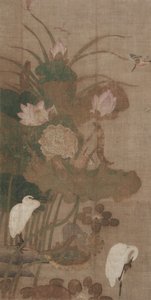 Lotusblumen, Insekten und Vögel von Unknown artist