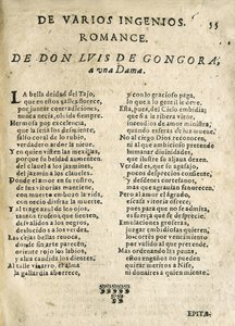 Luis de Góngora y Argote "Romance a una dama" (Druck)