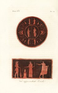 Lysander und Agesilaus II. von Sparta (oben) und Herkules im Löwenfell mit Keule bei einem Opfer mit Deiphobus, König von Amiclea in Lakonien, und seiner Frau (unten)