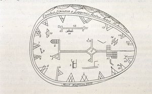 Magische Trommel der Schamanen in Lappland, Illustration eines Buches über Linnés Reise.