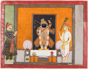 Maharao Ram Singh II von Kota (r. 1828–66) verehrt Brij Nathji als Bräutigam