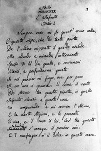 Manuskript von „Idilli“ (Die Idyllen) des italienischen Dichters Giacomo Leopardi, 19. Jahrhundert von Unknown artist