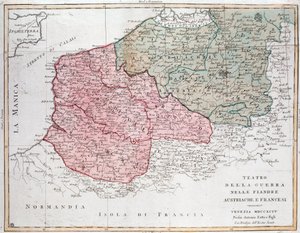 Karte der Flandern-Kampagne zwischen französischer und österreichischer Armee