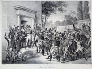 Treffen von Generälen und Offizieren um Napoleon Bonaparte am Morgen des 18. Brumaire von Unknown artist