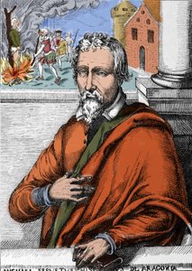 Michel Servet (Michel de Villanueva) (1511-1553), spanischer Arzt und Theologe. Gravur