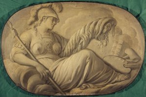 Minerva oder der Überfluss, der die Künste begünstigt (Allegorie, dekoratives Gemälde für das Hôtel La Rivière, dann Canillac) von Unknown artist