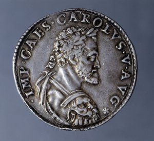 Münze geprägt im Namen und Bild von Kaiser Karl V. (1500-1558)